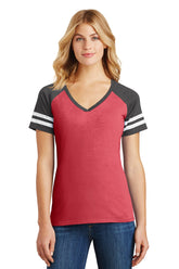 District ® Women’s Game V-Neck Tee - Heathered Red/ Heathered Charcoal - XS